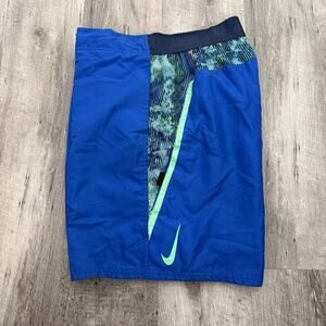 Nike Board Shorts Mens Large NESS7441 Blue w Mesh Brief Swim Pockets